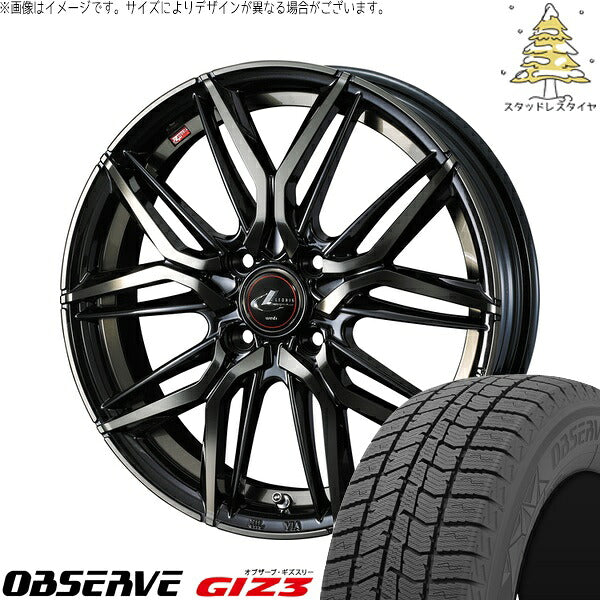 トーヨータイヤ オブザーブ GIZ3 205/55R16 ＋ レオニス LM パールブラックミラーカット/チタントップ 16インチ 6J +42 4H100P スタッドレス・ホイール4本セット。1枚目。