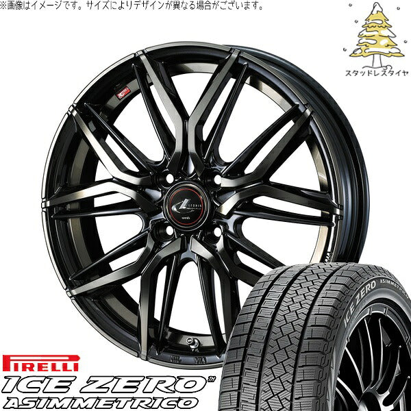 ピレリ アイスゼロアシンメトリコ 185/60R15 ＋ レオニス LM パールブラックミラーカット/チタントップ 15インチ 5.5J +50 4H100P スタッドレス・ホイール4本セット。1枚目。
