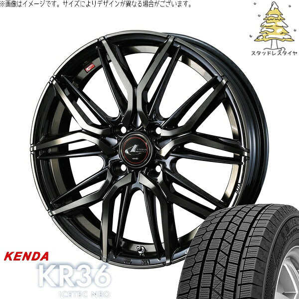 ケンダ アイステックネオ KR36 185/65R15 ＋ レオニス LM パールブラックミラーカット/チタントップ 15インチ 5.5J +43 4H100P スタッドレス・ホイール4本セット。1枚目。