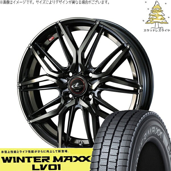 ダンロップ ウィンターマックス LV01 165/80R14 ＋ レオニス LM パールブラックミラーカット/チタントップ 14インチ 5.5J +42 4H100P スタッドレス・ホイール4本セット。1枚目。