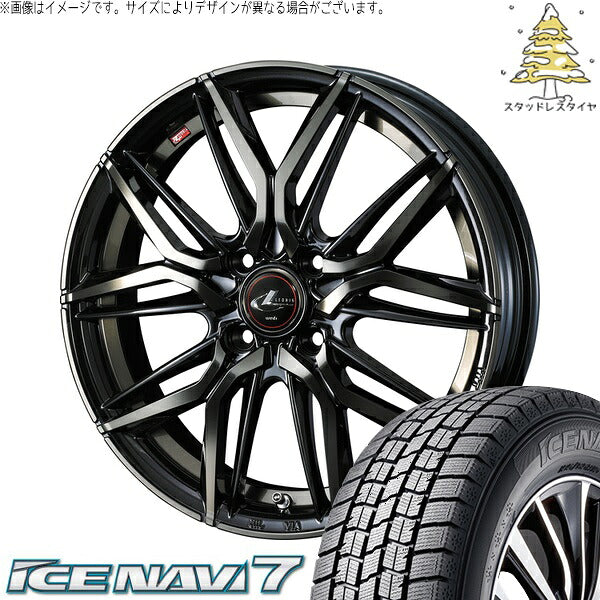 グッドイヤー アイスナビ7 175/60R16 ＋ レオニス LM パールブラックミラーカット/チタントップ 16インチ 5J +45 4H100P スタッドレス・ホイール4本セット。1枚目。