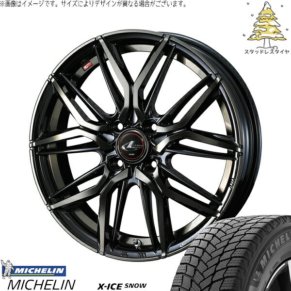 ミシュラン エックスアイス スノー 155/65R14 ＋ レオニス LM パールブラックミラーカット/チタントップ 14インチ 4.5J +45 4H100P スタッドレス・ホイール4本セット。1枚目。