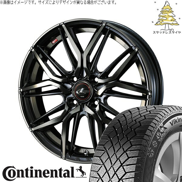 コンチネンタル バイキングコンタクト7 175/65R15 ＋ レオニス LM パールブラックミラーカット/チタントップ 15インチ 4.5J +45 4H100P スタッドレス・ホイール4本セット。1枚目。