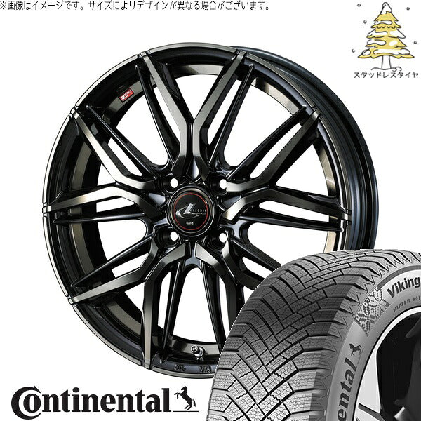 コンチネンタル バイキングコンタクト8 195/55R16 ＋ レオニス LM パールブラックミラーカット/チタントップ 16インチ 6J +50 4H100P スタッドレス・ホイール4本セット。1枚目。