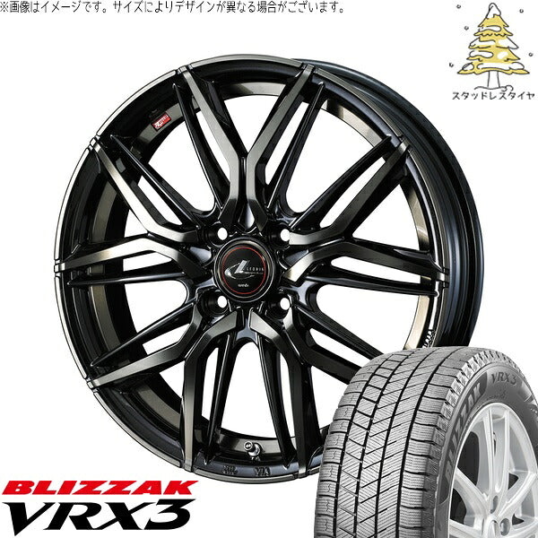 ブリヂストン ブリザック VRX3 165/60R15 ＋ レオニス LM パールブラックミラーカット/チタントップ 15インチ 4.5J +45 4H100P スタッドレス・ホイール4本セット。1枚目。
