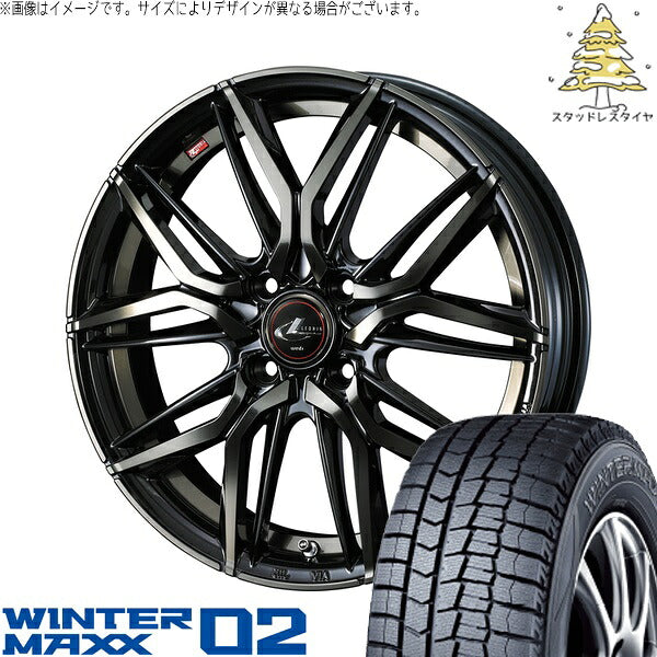 ダンロップ ウィンターマックス02 165/65R14 ＋ レオニス LM パールブラックミラーカット/チタントップ 14インチ 5.5J +42 4H100P スタッドレス・ホイール4本セット。1枚目。