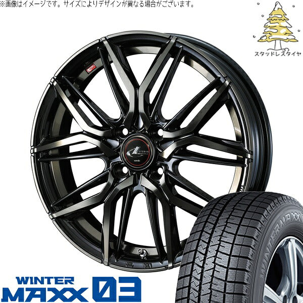 ダンロップ ウィンターマックス03 155/65R14 ＋ レオニス LM パールブラックミラーカット/チタントップ 14インチ 5.5J +42 4H100P スタッドレス・ホイール4本セット。1枚目。