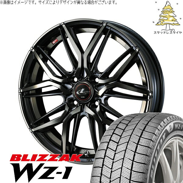 ブリヂストン ブリザック WZ-1 195/65R16 ＋ レオニス LM パールブラックミラーカット/チタントップ 16インチ 6J +42 4H100P スタッドレス・ホイール4本セット。1枚目。
