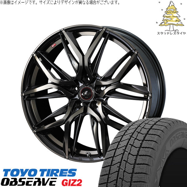 トーヨータイヤ OBSERVE 185/65R15 ＋ レオニス LM パールブラックミラーカット/チタントップ 15インチ 6J +45 5H100P スタッドレス・ホイール4本セット。1枚目。