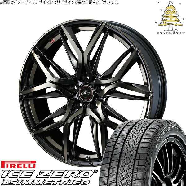 ピレリ アイスゼロアシンメトリコ 215/60R17 ＋ レオニス LM パールブラックミラーカット/チタントップ 17インチ 7J +42 5H114.3P スタッドレス・ホイール4本セット。1枚目。