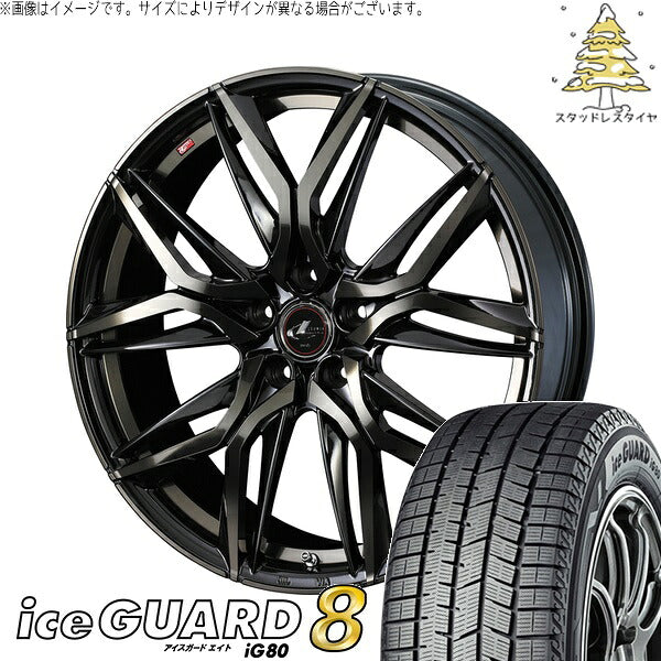 ヨコハマタイヤ アイスガードエイト IG80 215/40R18 ＋ レオニス LM パールブラックミラーカット/チタントップ 18インチ 7J +55 5H114.3P スタッドレス・ホイール4本セット。1枚目。