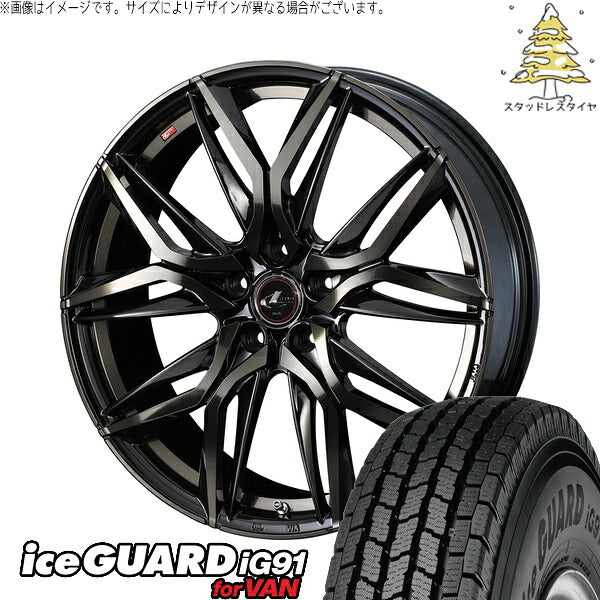 ヨコハマタイヤ アイスガード91 IG91 225/70R16 ＋ レオニス LM パールブラックミラーカット/チタントップ 16インチ 6.5J +42 5H100P スタッドレス・ホイール4本セット。1枚目。