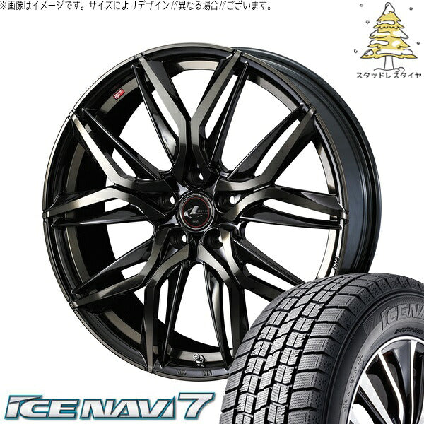グッドイヤー アイスナビ7 215/40R18 ＋ レオニス LM パールブラックミラーカット/チタントップ 18インチ 7J +47 5H114.3P スタッドレス・ホイール4本セット。1枚目。