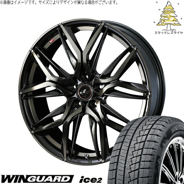 ネクセン ウィンガード アイス2 225/40R18 ＋ レオニス LM パールブラックミラーカット/チタントップ 18インチ 7J +47 5H100P スタッドレス・ホイール4本セット。1枚目。