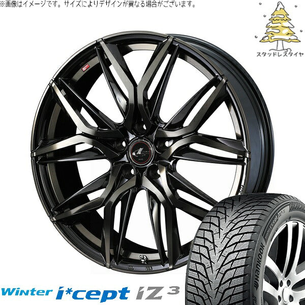 ハンコック ウィンターアイセプト IZ3X W636A 225/60R17 ＋ レオニス LM パールブラックミラーカット/チタントップ 17インチ 7J +47 5H114.3P スタッドレス・ホイール4本セット。1枚目。