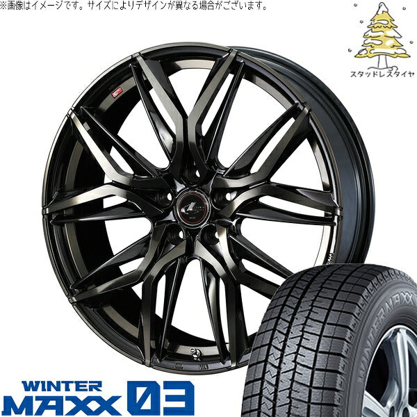 ダンロップ ウィンターマックス03 215/50R17 ＋ レオニス LM パールブラックミラーカット/チタントップ 17インチ 7J +42 5H114.3P スタッドレス・ホイール4本セット。1枚目。