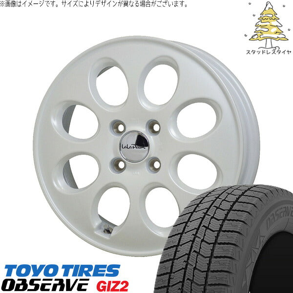 トーヨータイヤ OBSERVE 175/65R15 ＋ ララパーム オーバル パールホワイト 15インチ 4.5J +45 4H100P スタッドレス・ホイール4本セット。1枚目。