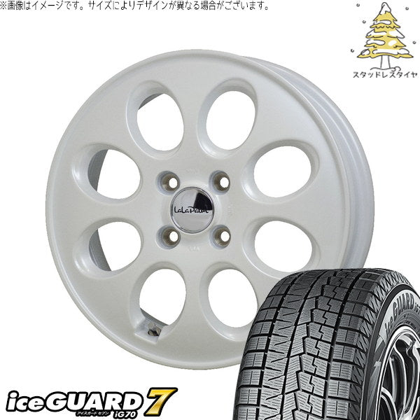 ヨコハマタイヤ アイスガードセブン IG70 165/65R14 ＋ ララパーム オーバル パールホワイト 14インチ 4.5J +45 4H100P スタッドレス・ホイール4本セット。1枚目。