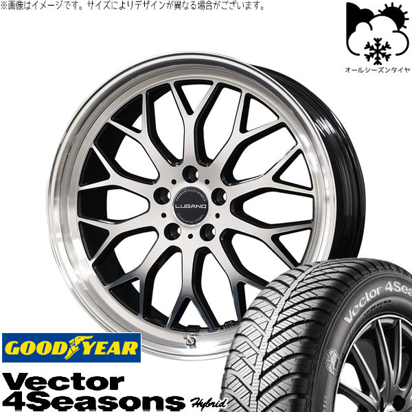 グッドイヤー ベクター4シーズンズ ハイブリッド 225/50R18 ＋ ヴェネルディ ルガーノ ミラーカット/ブラックメタリック 18インチ 7.5J +40 5H114.3P オールシーズン・ホイール4本セット。1枚目。
