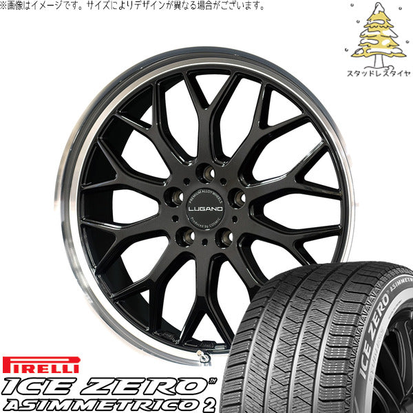 ピレリ アイスゼロアシンメトリコ2 255/45R20 ＋ ヴェネルディ ルガーノ ブラックメタリック/リムミラーカット 20インチ 8.5J +43 5H120P スタッドレス・ホイール4本セット。1枚目。