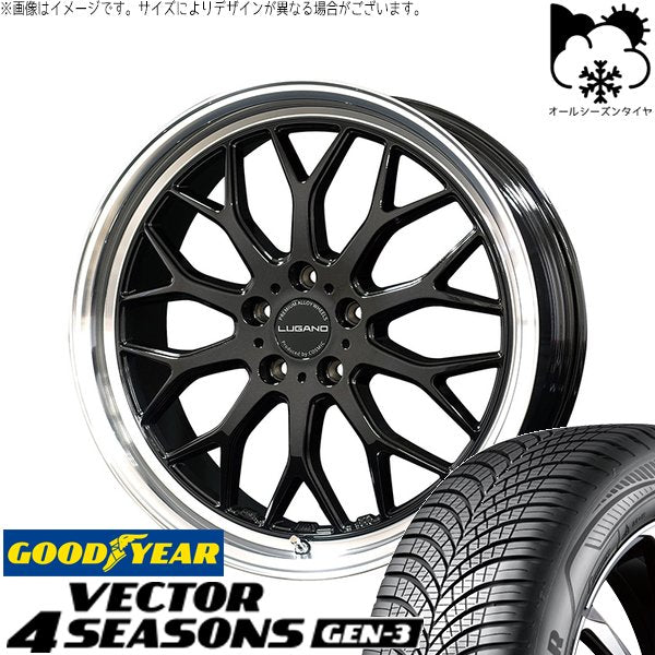 グッドイヤー ベクター4シーズンズ GEN-3 225/55R19 ＋ ヴェネルディ ルガーノ ブラックメタリック/リムミラーカット 19インチ 8J +38 5H114.3P オールシーズン・ホイール4本セット。1枚目。