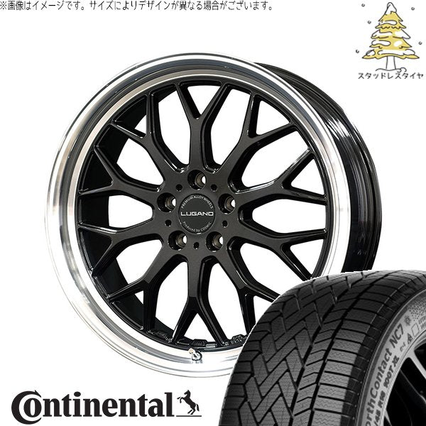 コンチネンタル ノースコンタクト セブン (NorthContact7) 225/60R18 ＋ ヴェネルディ ルガーノ ブラックメタリック/リムミラーカット 18インチ 7.5J +40 5H114.3P スタッドレス・ホイール4本セット。1枚目。