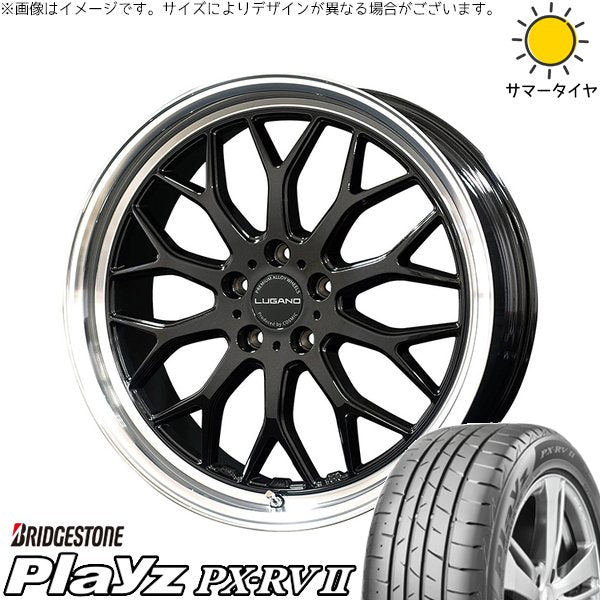 ブリヂストン プレイズ PX-RV2 215/45R18 ＋ ヴェネルディ ルガーノ ブラックメタリック/リムミラーカット 18インチ 7.5J +40 5H114.3P サマー・ホイール4本セット。1枚目。