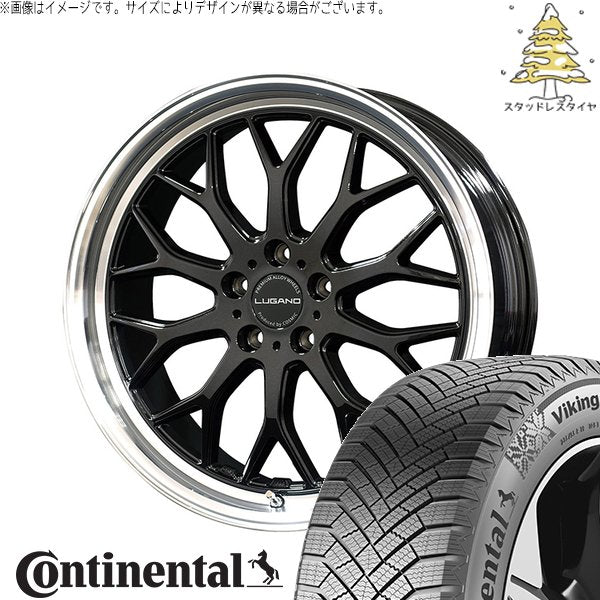 コンチネンタル バイキングコンタクト8 235/60R18 ＋ ヴェネルディ ルガーノ ブラックメタリック/リムミラーカット 18インチ 7.5J +40 5H114.3P スタッドレス・ホイール4本セット。1枚目。