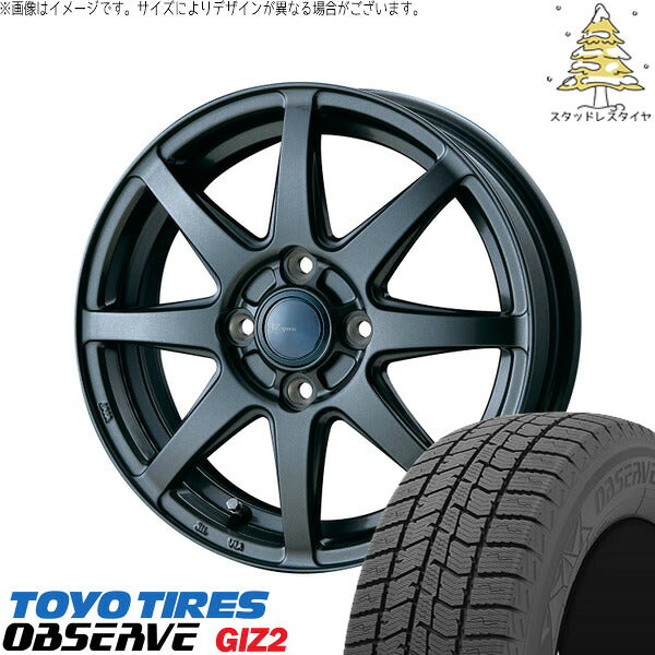 トーヨータイヤ OBSERVE 175/65R15 ＋ AZ sports LX-8 ダークグレーメタリック 15インチ 4.5J +45 4H100P スタッドレス・ホイール4本セット。1枚目。