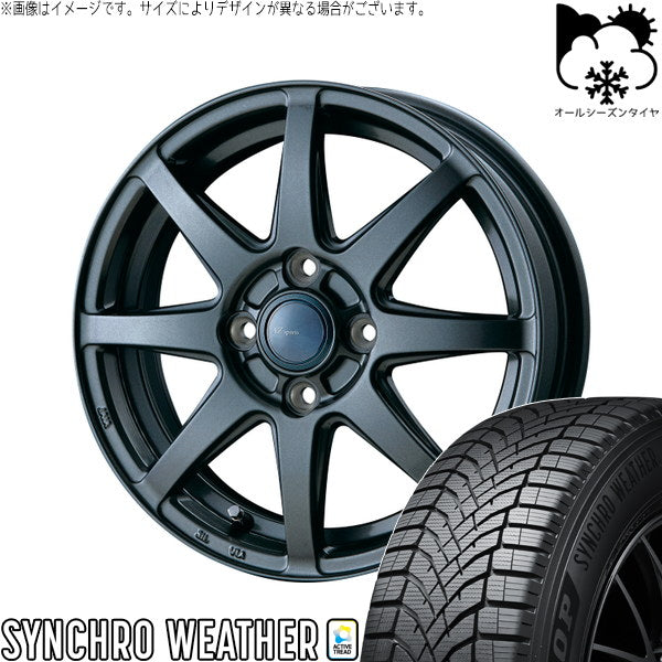 ダンロップ シンクロウェザー 165/60R15 ＋ AZ sports LX-8 ダークグレーメタリック 15インチ 4.5J +45 4H100P オールシーズン・ホイール4本セット。1枚目。