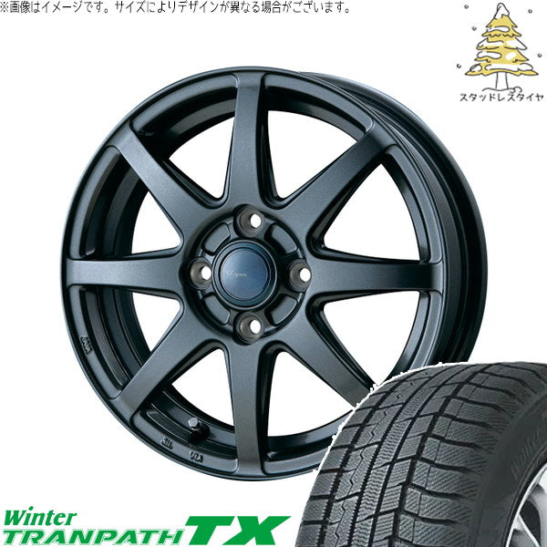 トーヨータイヤ ウィンタートランパス TX 155/65R14 ＋ AZ sports LX-8 ダークグレーメタリック 14インチ 4.5J +45 4H100P スタッドレス・ホイール4本セット。1枚目。