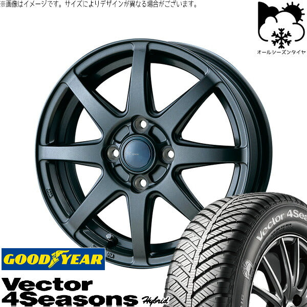 グッドイヤー ベクター4シーズンズ ハイブリッド 165/65R13 ＋ AZ sports LX-8 ダークグレーメタリック 13インチ 4.00B +43 4H100P オールシーズン・ホイール4本セット。1枚目。