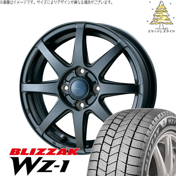 ブリヂストン ブリザック WZ-1 165/65R14 ＋ AZ sports LX-8 ダークグレーメタリック 14インチ 4.5J +45 4H100P スタッドレス・ホイール4本セット。1枚目。