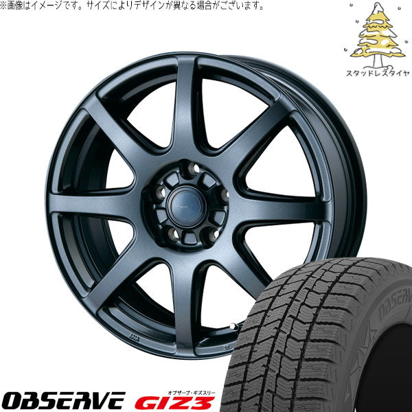 トーヨータイヤ オブザーブ GIZ3 185/65R15 ＋ AZ sports LX-8 ダークグレーメタリック 15インチ 6.0J +53 5H114.3P スタッドレス・ホイール4本セット。1枚目。