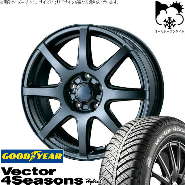 グッドイヤー ベクター4シーズンズ ハイブリッド 215/45R17 ＋ AZ sports LX-8 ダークグレーメタリック 17インチ 7.0J +48 5H114.3P オールシーズン・ホイール4本セット。1枚目。