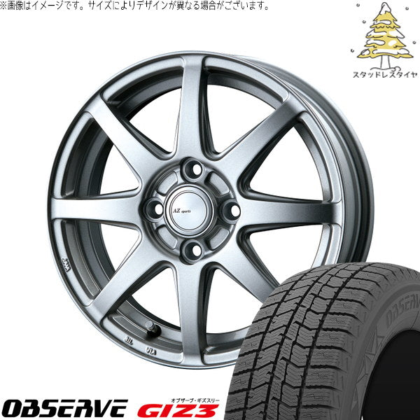 トーヨータイヤ オブザーブ GIZ3 185/60R16 ＋ AZ sports LX-8 クロームシルバー 16インチ 6.0J +43 4H100P スタッドレス・ホイール4本セット。1枚目。