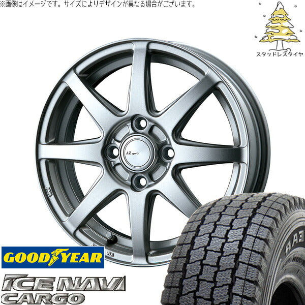 グッドイヤー アイスナビカーゴ 145/80R13 ＋ AZ sports LX-8 クロームシルバー 13インチ 4.00B +43 4H100P スタッドレス・ホイール4本セット。1枚目。