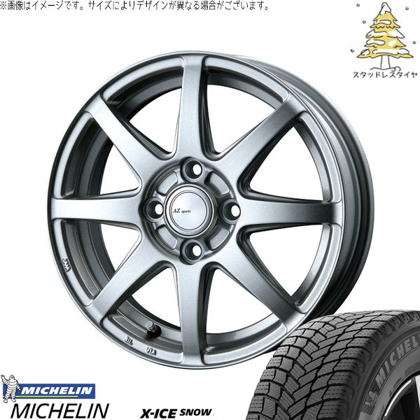 ミシュラン エックスアイス スノー 155/65R14 ＋ AZ sports LX-8 クロームシルバー 14インチ 4.5J +45 4H100P スタッドレス・ホイール4本セット。1枚目。