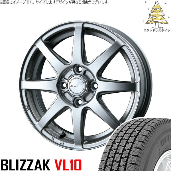 ブリヂストン ブリザック VL10 145/80R13 ＋ AZ sports LX-8 クロームシルバー 13インチ 4.00B +43 4H100P スタッドレス・ホイール4本セット。1枚目。