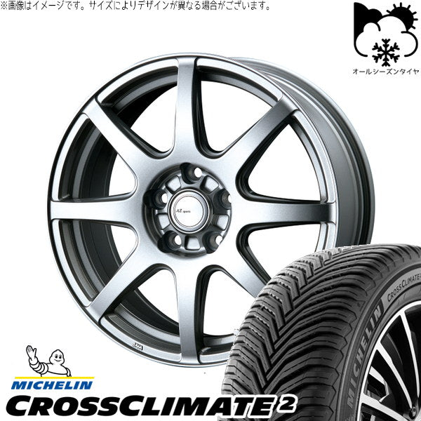 ミシュラン CROSSCLIMATE 2 185/65R15 ＋ AZ sports LX-8 クロームシルバー 15インチ 6.0J +43 5H100P オールシーズン・ホイール4本セット。1枚目。