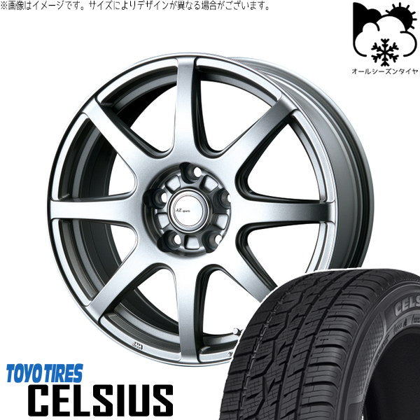 トーヨータイヤ セルシアス 225/65R17 ＋ AZ sports LX-8 クロームシルバー 17インチ 7.0J +38 5H114.3P オールシーズン・ホイール4本セット。1枚目。