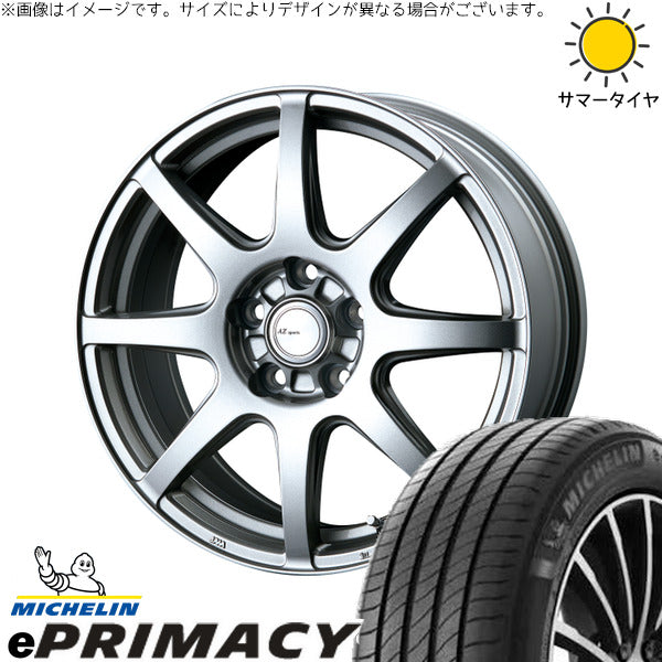 ミシュラン E PRIMACY 215/55R17 ＋ AZ sports LX-8 クロームシルバー 17インチ 7.0J +53 5H114.3P サマー・ホイール4本セット。1枚目。