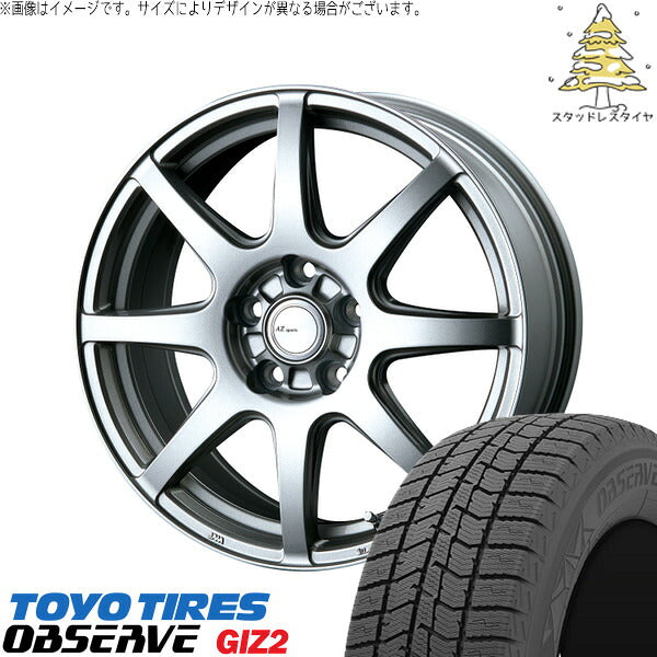 トーヨータイヤ OBSERVE 215/55R17 ＋ AZ sports LX-8 クロームシルバー 17インチ 7.0J +48 5H114.3P スタッドレス・ホイール4本セット。1枚目。