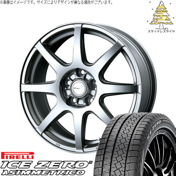 ピレリ アイスゼロアシンメトリコ 215/65R16 ＋ AZ sports LX-8 クロームシルバー 16インチ 6.5J +48 5H114.3P スタッドレス・ホイール4本セット。1枚目。