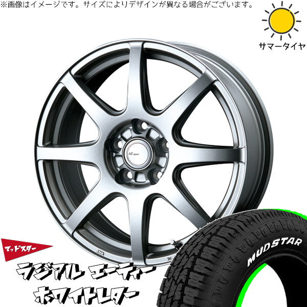 マッドスター ラジアルAT 195/65R15 ＋ AZ sports LX-8 クロームシルバー 15インチ 6.0J +43 5H114.3P サマー・ホイール4本セット。1枚目。