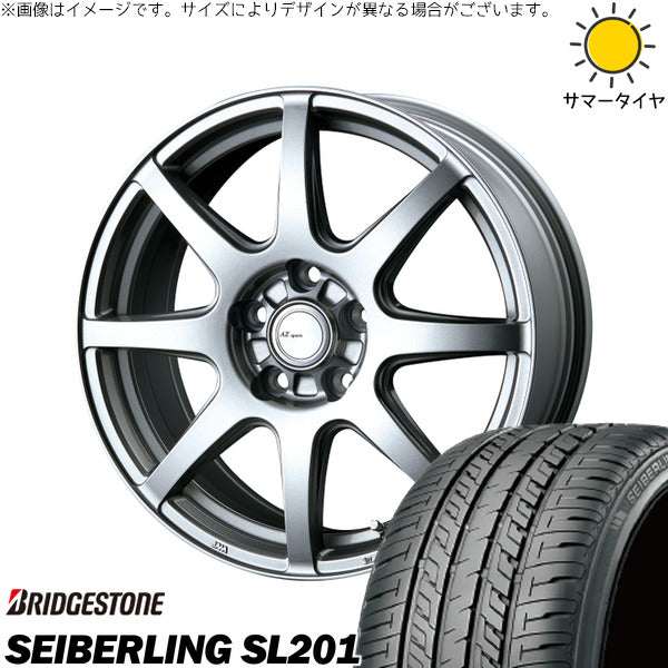 ブリヂストン SEBERLING SL201 205/60R16 ＋ AZ sports LX-8 クロームシルバー 16インチ 6.5J +53 5H114.3P サマー・ホイール4本セット。1枚目。