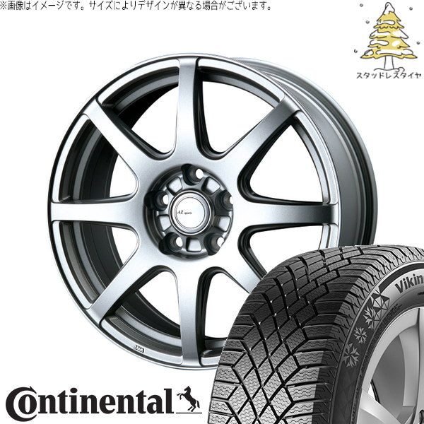 コンチネンタル バイキングコンタクト7 215/70R16 ＋ AZ sports LX-8 クロームシルバー 16インチ 6.5J +48 5H114.3P スタッドレス・ホイール4本セット。1枚目。