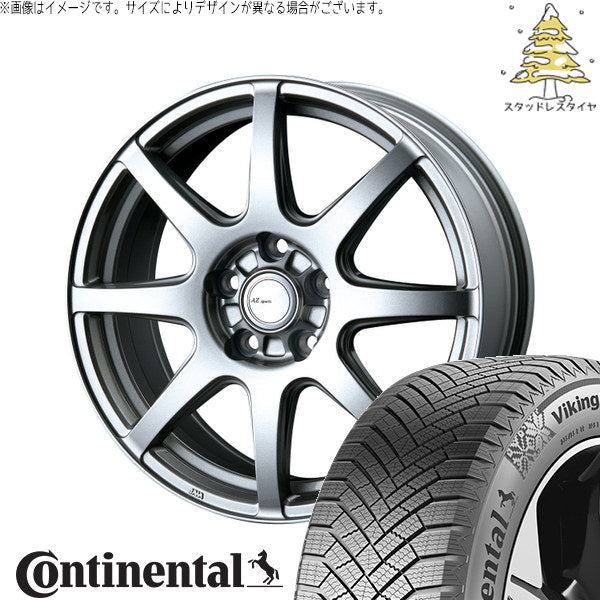 コンチネンタル バイキングコンタクト8 195/65R15 ＋ AZ sports LX-8 クロームシルバー 15インチ 6.0J +43 5H114.3P スタッドレス・ホイール4本セット。1枚目。