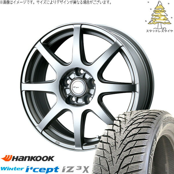 ハンコック ウィンターアイセプト IZ3X W636A 225/55R18 ＋ AZ sports LX-8 クロームシルバー 18インチ 7.5J +38 5H114.3P スタッドレス・ホイール4本セット。1枚目。
