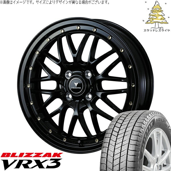 ブリヂストン ブリザック VRX3 165/55R15 ＋ ノヴァリス アセット M1 ブラック/リムポリッシュ 15インチ 4.5J +45 4H100P スタッドレス・ホイール4本セット。1枚目。